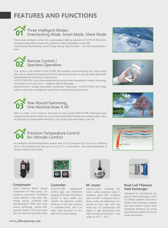 Swimming Pool Heat Pump, JIADELE, R410A, 20kW, 25kW - view 5