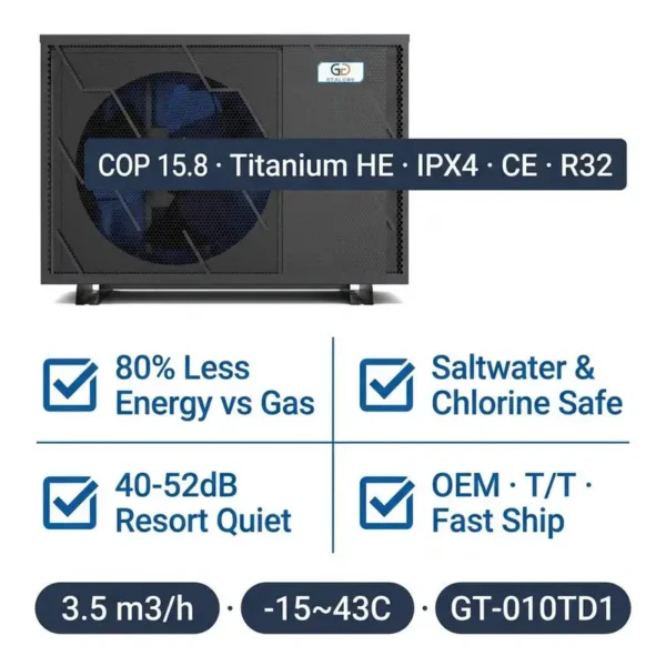 Swimming Pool Heat Pump, R32, 9kW, Inverter, GTGLOBE - view 2