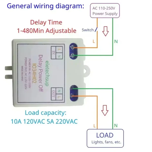 Switch for Light Fan, IO34H02, 50-60HZ, DIP, 110V - view 2