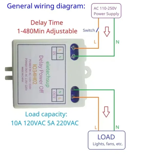 Switch for Light Fan, IO34H02, 50-60HZ, DIP, 110V - view 2