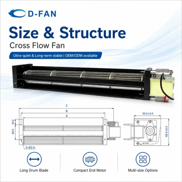 Tangential Fan, 120v, 220v, Aluminum, 12v - view 3