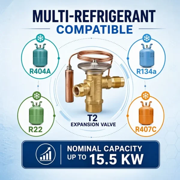 Te2 Thermal Expansion Valve, T2, 100%, R404A, R134a - view 3