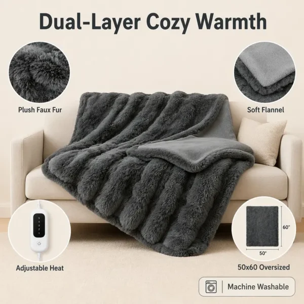 Timer Electric Blanket, 12H, AC220V, UK Plug - view 5