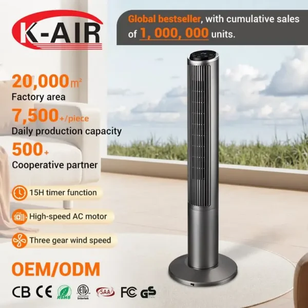 Tower Pedestal Fans, 50dB, Plastic