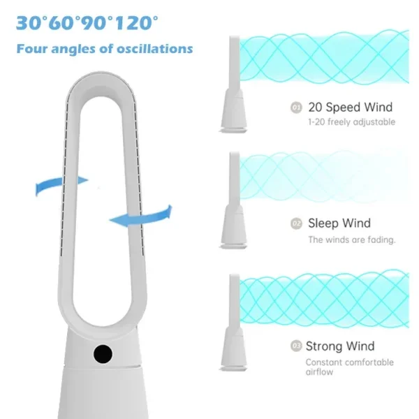 Tower Pedestal Fans, Brushless, 35W(0.05hp), Plastic - view 2