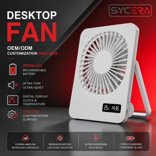 Usb Desk Fan, Portable, 2000mAh