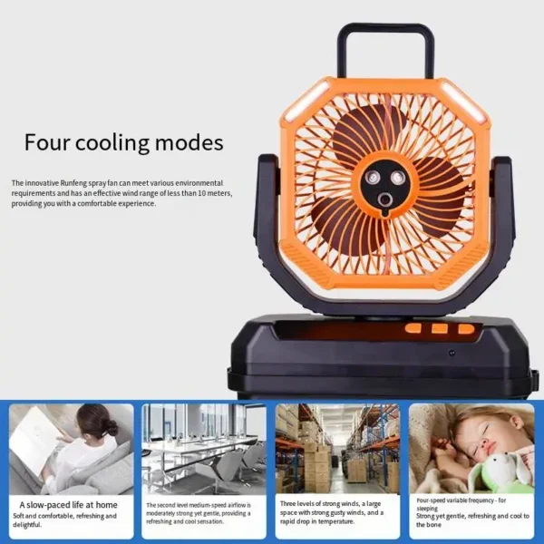 USB Rechargeable Misting Fan Air Cooler with Remote Control 3-Hole Spray Brushless Motor f - view 4