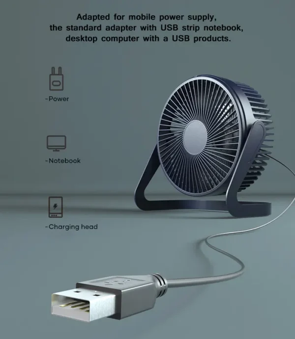 Usb Small Fan, USB+ Battery, Plastic - view 2