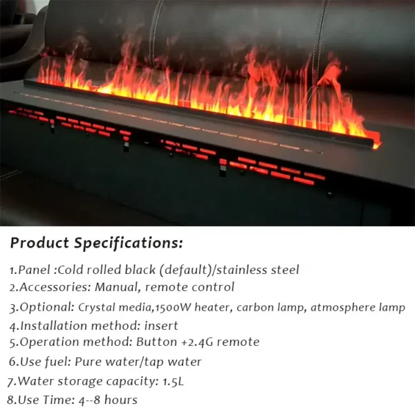 Vapor Fireplace, 3D, LED, 2000mm - view 5