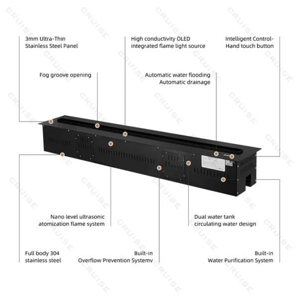 Vapor Steam Mist Fireplace, CRUISE, 3d, 600mm - view 6