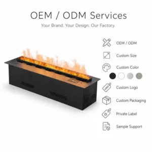 Vapor Steam Water Fireplace, LED, 100 -1500w, Metal