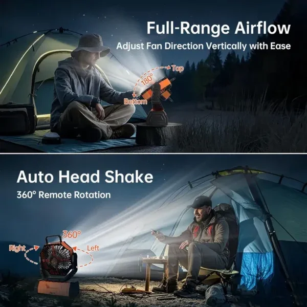 Ventilador Camping Fan, F6, 20000mAh, Portable, LED - view 6
