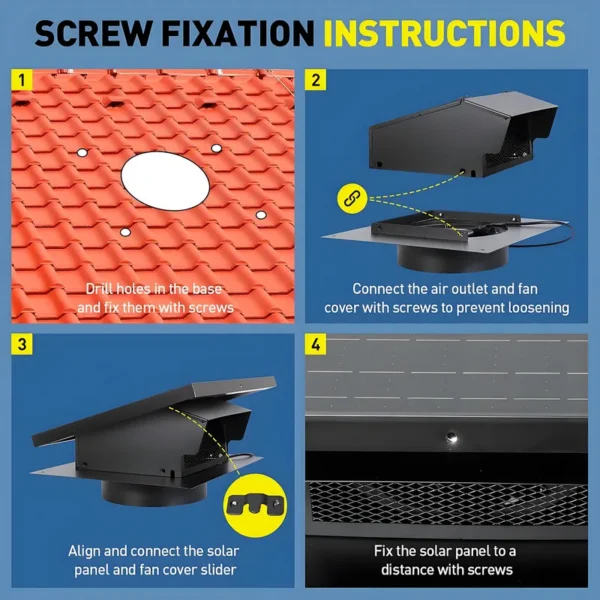 Ventilation Attic Exhaust Fan, Solar, Roof, 25W, 12V - view 6