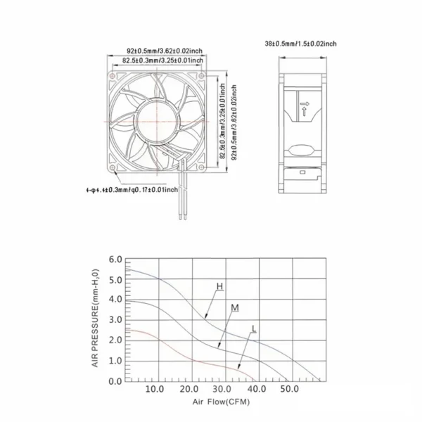 Ventilation Axial Cooling Fan, EC9238, 200mm, 830CFM, 110V - view 3