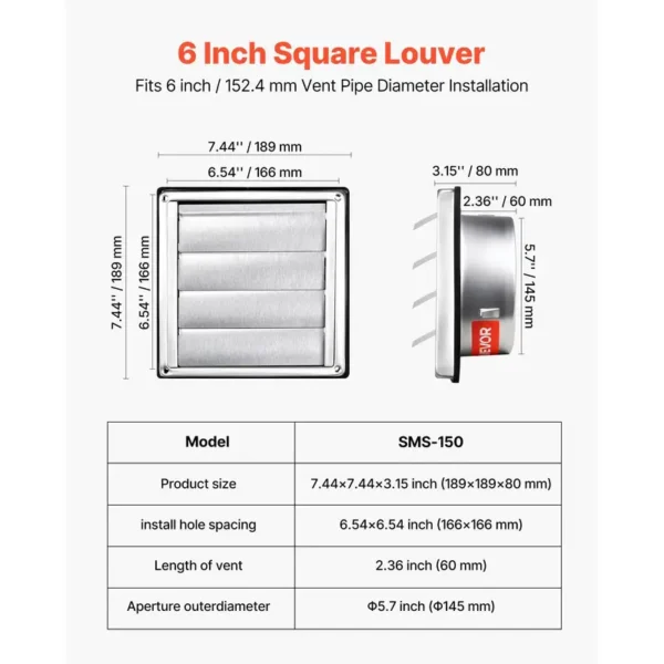 Ventilation Fan, Wall, Stainless, Steel - view 3