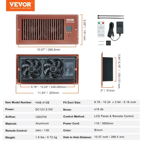 Vevor Register Booster Fan, 4', 10' - view 6