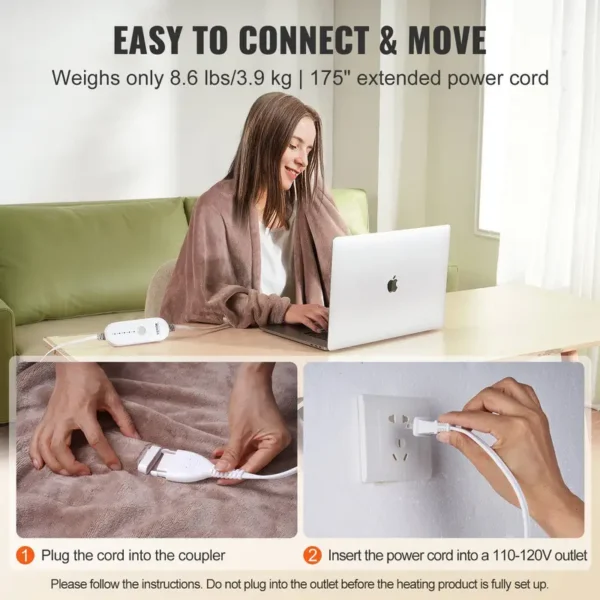Vivon Electric Blanket, 100, AC 110V, Us Plug - view 5