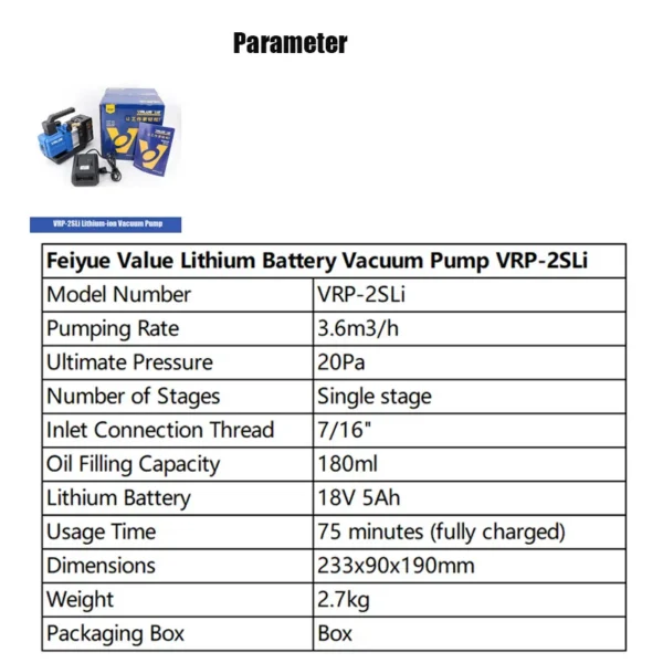 Vrp-2sli Cordless Vacuum Pump, VALUE, 3.6m³/h, 2Pa, R32 - view 6