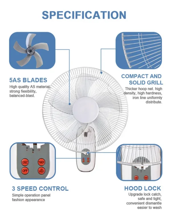 Wall Fan, Electric, Plastic - view 5
