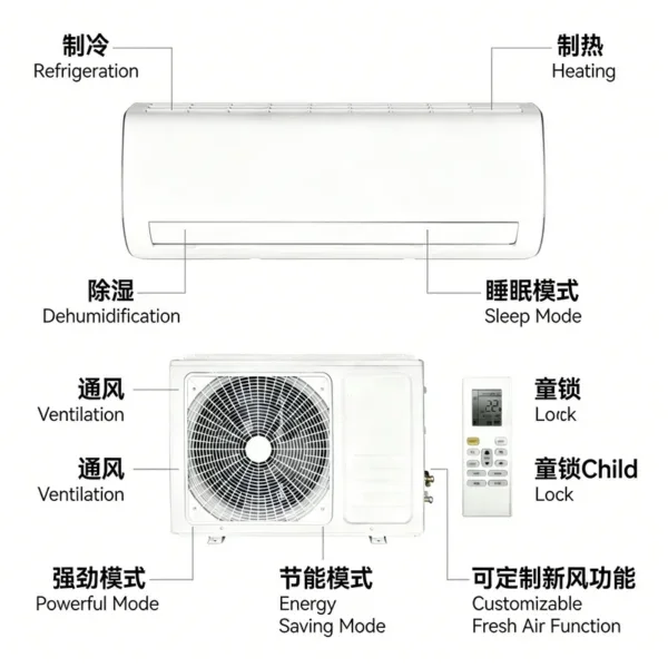 Wall-mounted Air Conditioner, 220V-50Hz, R410A, 700W - view 3