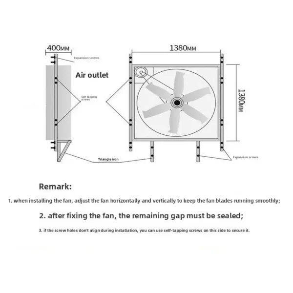Wall-mounted Exhaust Fan, 1380mm, Copper - view 4