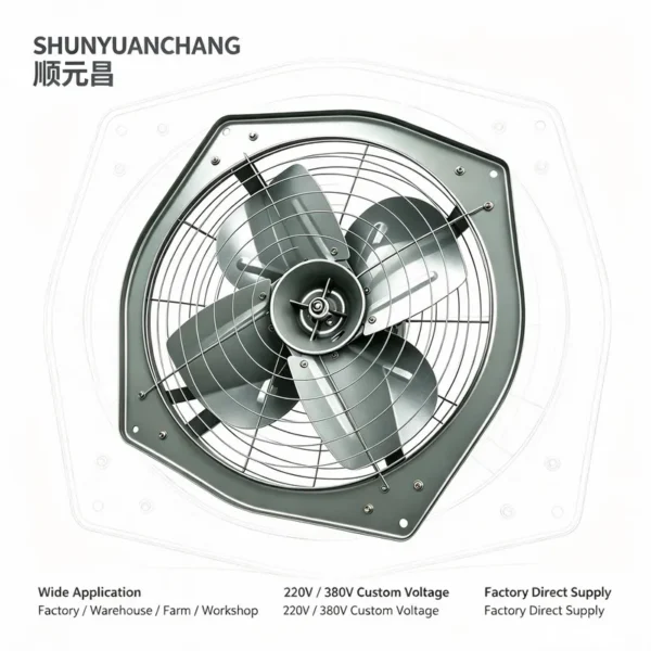 Wall-mounted Industrial Exhaust Fan, 4-Blade, 220V/380V - view 6