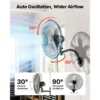 Wall-mounted Oscillating Fan, D0100XFJEGW - view 3
