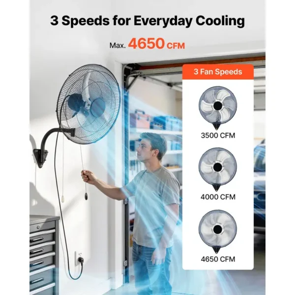Wall-mounted Oscillating Fan, D0100XFJEGW - view 4