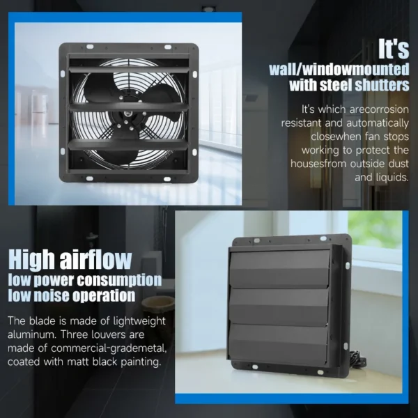 Wall-mounted Shutter Exhaust Fan, HA-250M, 220-240V, 710m³ - view 5