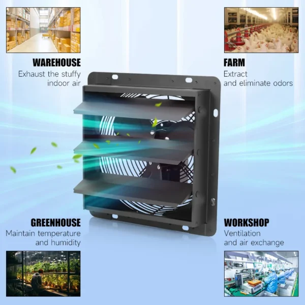 Wall Mounted Ventilation Fan, 12inch, 100-240V, Electric - view 6