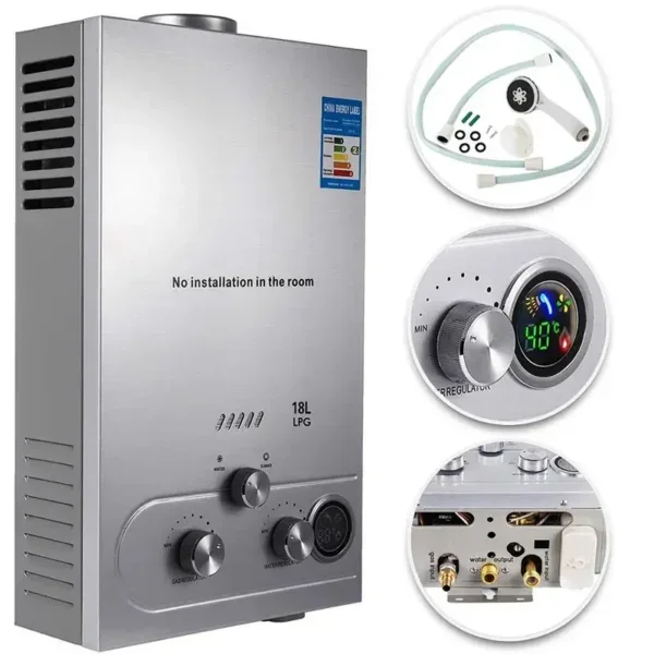 Water Heater, 12L, 4.8GPM, Stainless, Steel - view 2