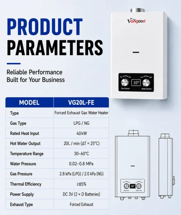 Water Heater, 20L, Wall - view 3