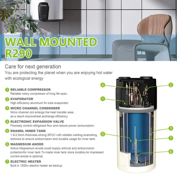 Water Heater, JIADELE, R290, Stainless, Steel - view 2