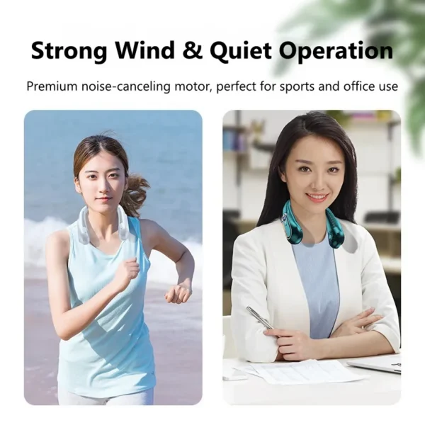 Wearable Neck Fan, 5-Speed, Plastic, Portable - view 2