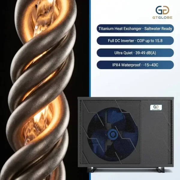 Wifi Pool Heat Pump, GTGLOBE, R32, 7kW, Inverter - view 3