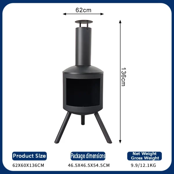 Wood Burning Heating Stove, metal, Patio Heaters - view 2