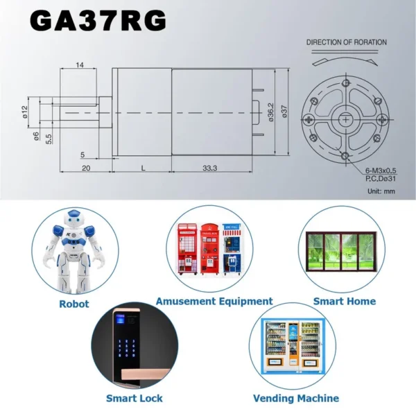 Worm Geared Motor, 6V, 12V, 24V - view 4