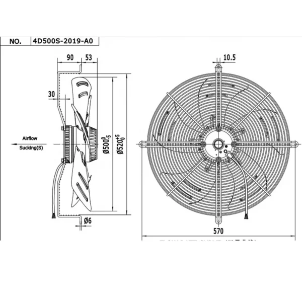 Ywf4d-500s Efficient Ball Bearing, Axial, 380V, 3Phase - view 2