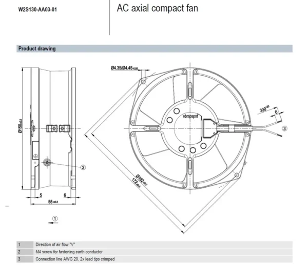 Adjustable Blade Axial Fan, W2G130-AA33-01-31-20 - view 2