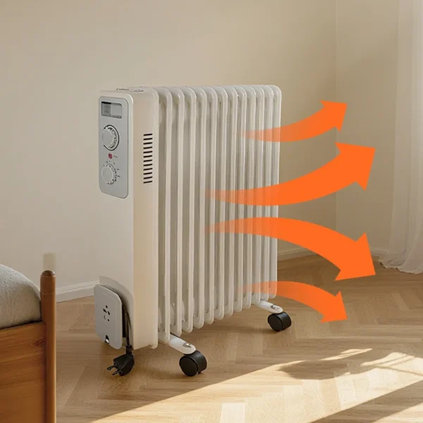 Adjustable Thermostat Oil Radiator, Portable, 230v 50, 1000W - view 3
