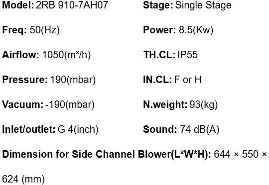 Air Blower, 2RB, 910-7AH07, 8.5KW, 910 - view 6