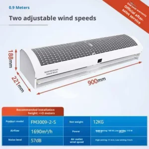 Air Curtain, 900-2000mm, Wall, Galvanized Sheet Shell, 900mm
