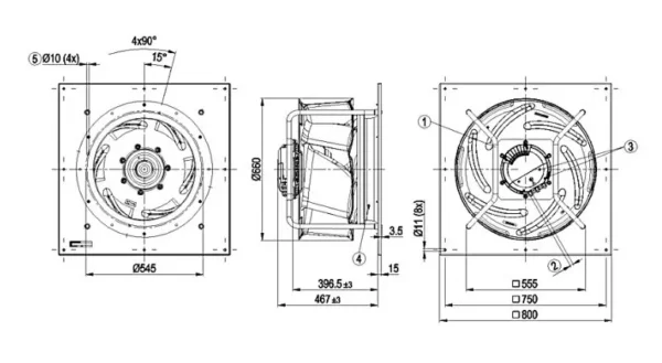 Air Handling Unit, K3G630-FB32-03/F03, 630mm, 1420RPM, 3700W - view 4