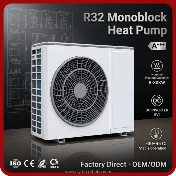 Air to Water Heat Pump, R32, EN14825, SGS