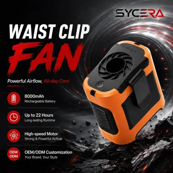 Airflow Waist Clip Fan, Portable, 8000mAh