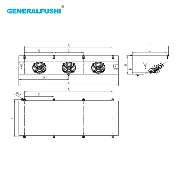 Angled Discharge Air Cooler, GENERALFUSHI, R-404A - view 4
