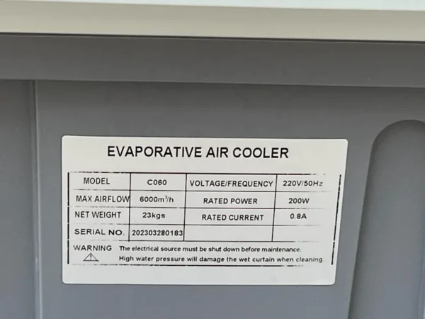 Aoycn Window Air Cooler, 6000cmh, 6000m³, 180kw - view 5