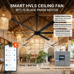 App Controlled Hvls Fan, 8FT, 200W, Metal