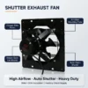 Automatic Shutter Exhaust Fan, A.C. Source, metal - view 2