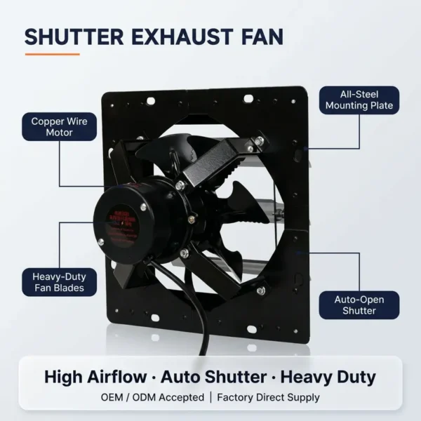 Automatic Shutter Exhaust Fan, A.C. Source, metal - view 2